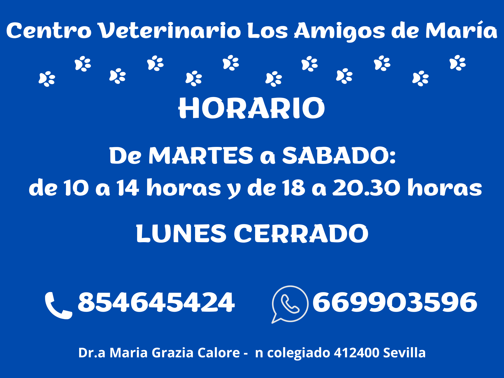 Horario Centro Veterinario Los Amigos de Ma