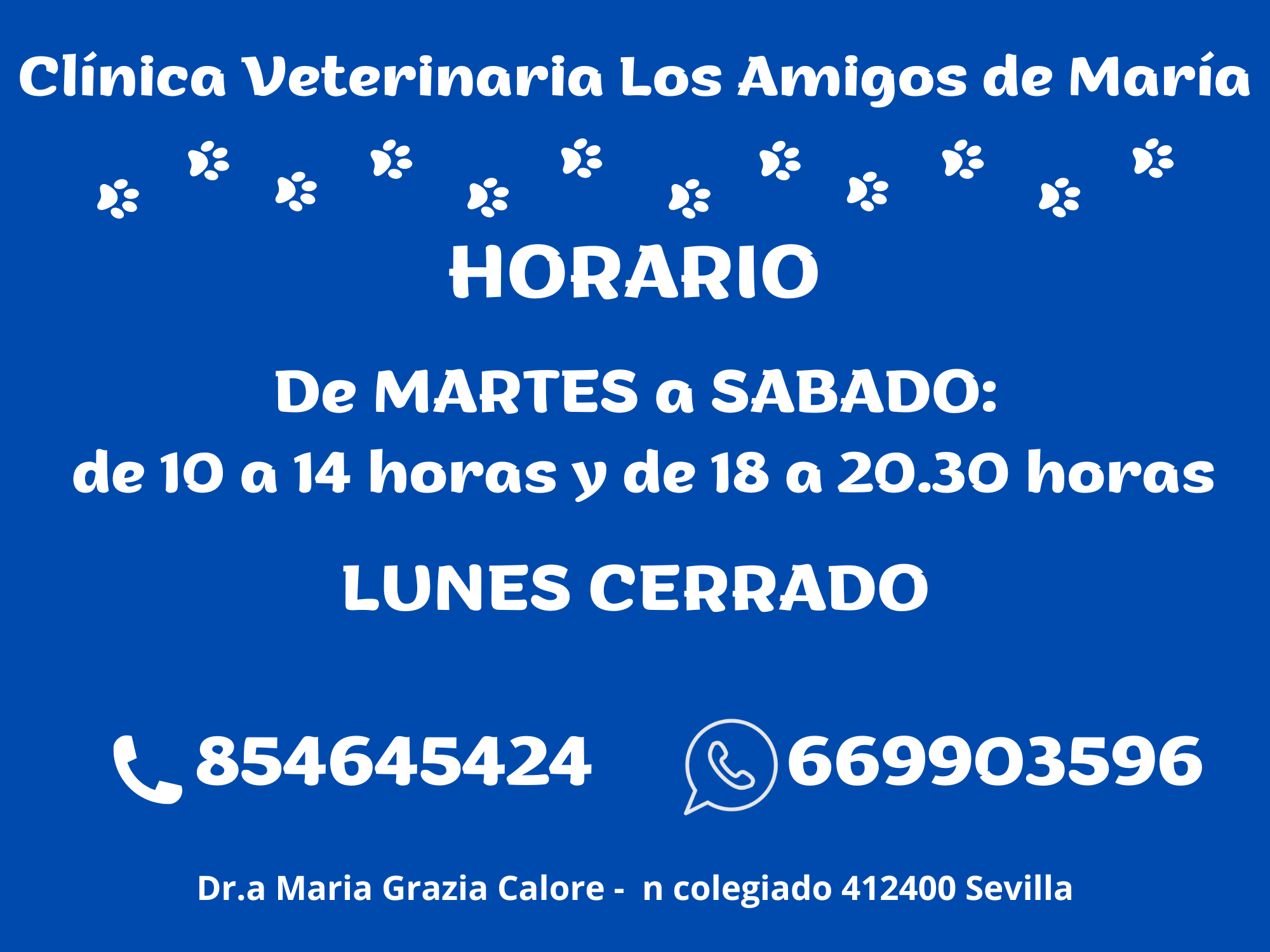 Horario Clínica Veterinaria Los Amigos de Ma